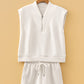 Fiery Red Quarter Zip Sleeveless Top Drawstring Shorts Casual 2pcs Outfit