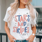 White STARS AND STRIPES Crew Neck Graphic Tee