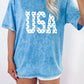 Blue USA Star Print Mineral Washed Cotton Tee