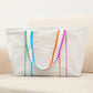 White Colorful Ricrac Detail Canvas Tote Bag
