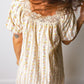 Multicolour Floral Print Contrast Ribbon Bow Lace Trim Square Neck Mini Dress
