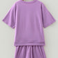 Mint Green Raw Edge Patch Pocket Oversized Top and Shorts Set