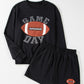 Black GAME DAY Rugby Football Graphic Pullover and Shorts Casual Outfit