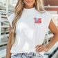 White Patriotic Flag Double Printed Mock Neck Tee