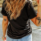 Black Rhinestone Western Pattern Cotton Blend Graphic T Shirt