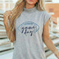 Light Grey Embroidered Game Day Football High Neck Short Sleeve Top