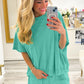 Mint Green Raw Edge Patch Pocket Oversized Top and Shorts Set