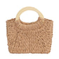 Camel Retro Straw Woven Handle Bag