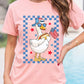 Pink America Goose 4th Of July Patriotic Flag Graphic T Shirt