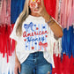 White American Honey Bow Flower Striped Graphic Tee
