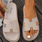 Beige Cutout Design Open Toe Platform Slippers (Run Small, Size Up)